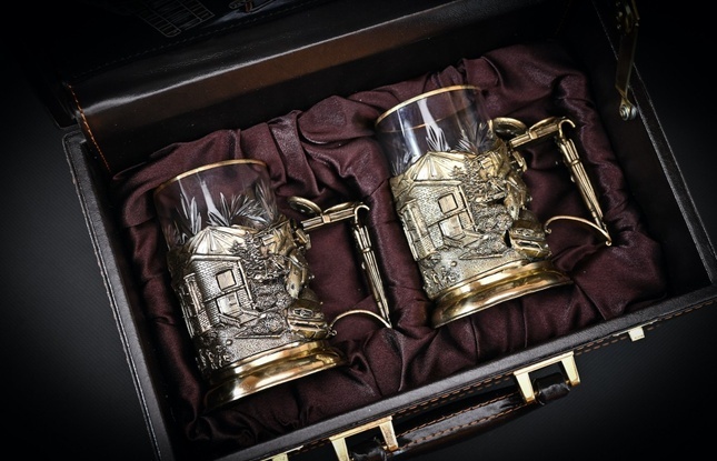 Набор подстаканников "Успешный человек" 2 шт в подарочном футляре с художественным оформлением  250 мл - фото №2