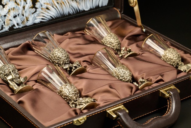 Набор рюмок-лафитникоф «Русский Лес» 6шт  в подарочном футляре