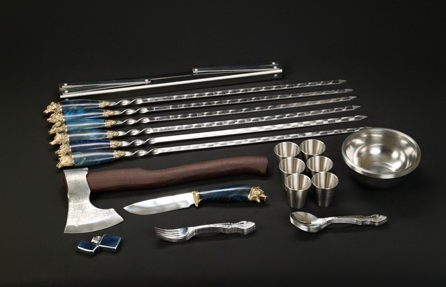 Набор для пикника « Викинг 2 Премиум » 6 шт  синяя Карельская береза - фото №4