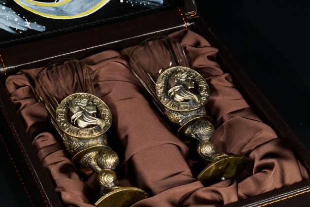 Набор лафитников для водки Знаки зодиака «Дева» 2 шт в подарочном футляре