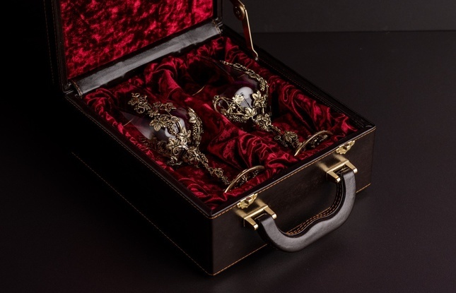 Набор бокалов для вина «Виноград» (2шт.) в подарочном футляре 450 мл - фото №1