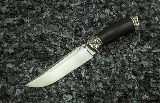 Нож «Скорпион 2» (elmax, мореный граб, литье мельхиор 1) - фото №2