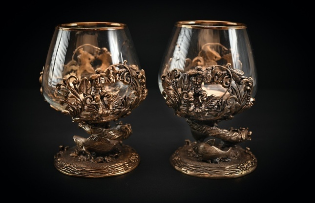 Бокал для коньяка "Рыбалка Элит "  4 шт. в подарочном футляре с художественным оформлением  430 мл - фото №5