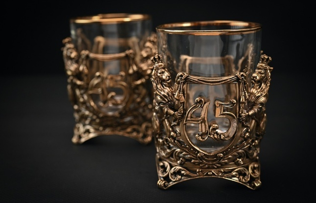 Стакан для виски   Юбилейный 45  лет  2 шт. 310 мл в подарочном кейсе  с художественным оформлением - фото №5