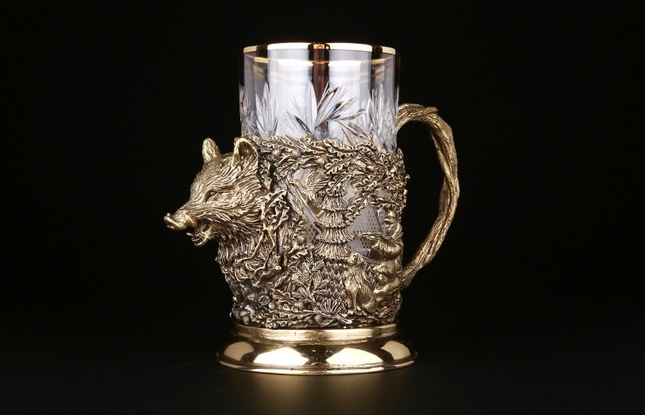 Набор подстаканников "Русский Лес" 2 шт в подарочном футляре с художественным оформлением  250 мл - фото №2