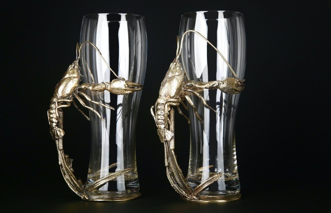 Набор пивных бокалов "Рак" 2 шт.  в подарочном футляре - фото №1