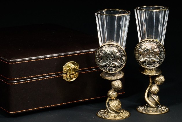 Набор лафитников для водки Знаки зодиака «Близнецы» 2 шт в подарочном футляре