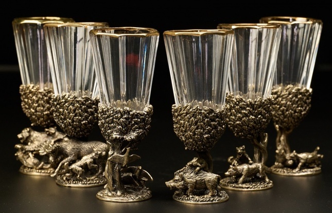 Набор лафитников «Русский Лес "  (6 шт.) в подарочном футляре с художественным оформлением  50 мл - фото №3