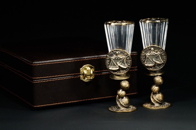 Набор лафитников для водки Знаки зодиака «Весы» 6 шт в подарочном футляре