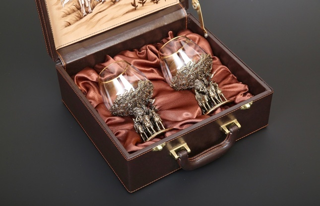 Набор бокалов  для коньяка «Три богатыря» 2 шт. в подарочном футляре с художественным оформлением  430 мл - фото №7