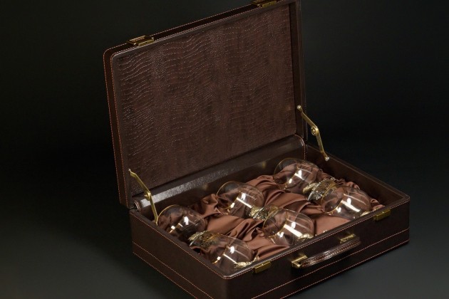 Бокал для коньяка "Рыбалка" эконом 430 мл 6 шт в подарочном футляре 