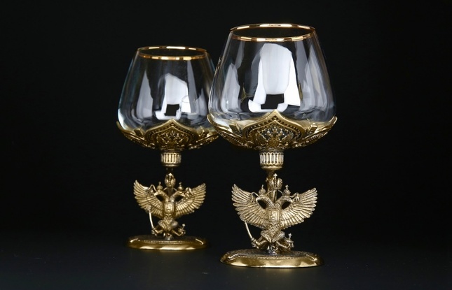 Бокал для коньяка «Гербовый» 2 шт. в подарочном футляре с художественным оформлением  430 мл - фото №1