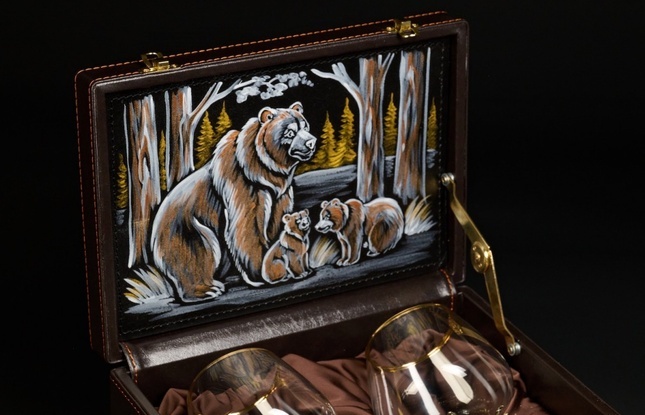 Бокал для коньяка "Утро в сосновом бору "эконом   2 шт. в подарочном футляре с художественным оформлением  430 мл - фото №1