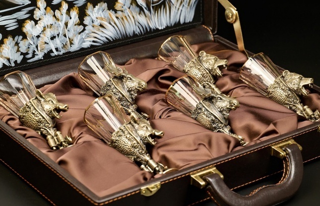 Набор рюмок-лафитников «Трофейная охота » (6 шт.) в подарочном футляре  с художественным оформлением  50 мл - фото №1