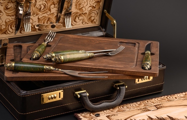 Набор для стейков №4 Карельская береза - фото №5