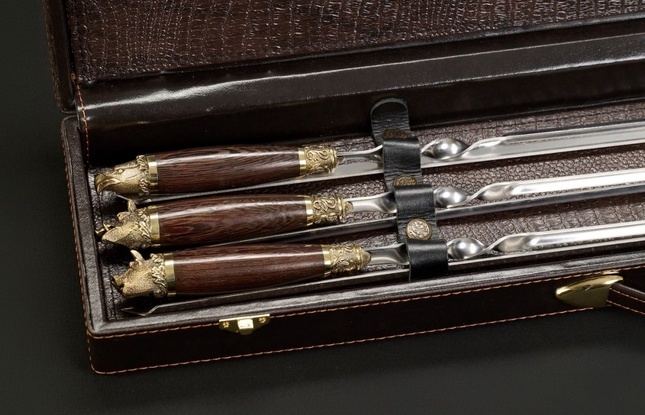 Набор шампуров в футляре «Презент 6 Звери каменные» - фото №1