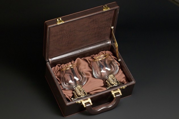 Бокал для коньяка «Лев VIP» эконом  430 мл  2 шт в подарочном футляре  