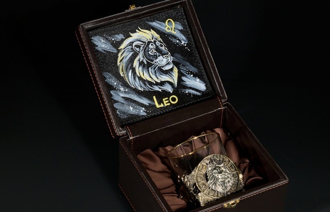 Стакан для виски Зодиак  "Лев"  1 шт.  в подарочном кейсе с художественным оформлением 310 мл - фото №1