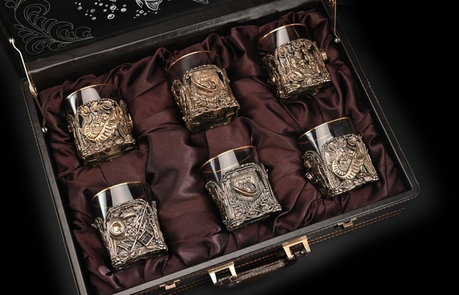 Подарочный набор стаканов для виски   Рыбалка   6 шт. 310 мл в подарочном кейсе  с художественным оформлением - фото №2