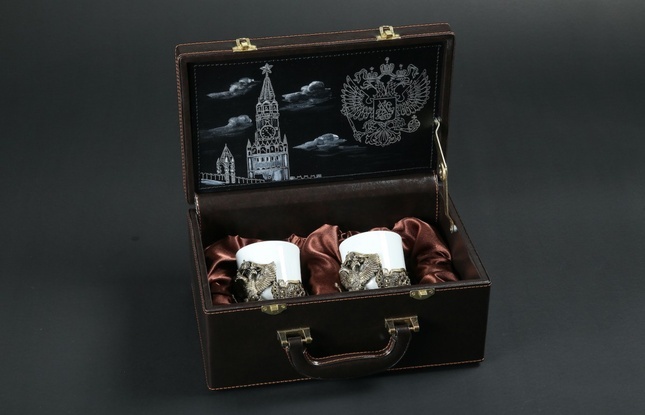 Чашка для кофе "Герб РФ" 2шт. в подарочном футляре с художественным оформлением 200 мл - фото №4