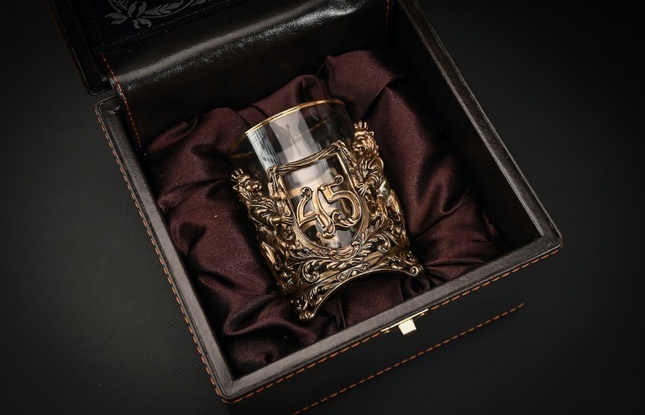 Стакан для виски   Юбилейный 45  лет  1 шт. 310 мл в подарочном кейсе  с художественным оформлением - фото №2