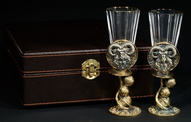 Набор лафитников для водки «Знаки Зодиака Овен» (2 шт.) в подарочном футляре c художественным оформлением 50 мл