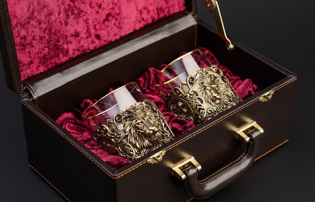 Подарочный набор стаканов для виски «Лев»  310 мл - фото №1