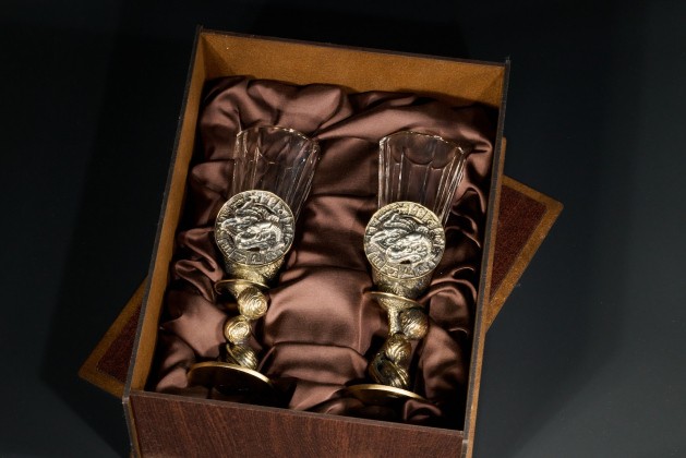 Набор лафитников для водки Знаки зодиака «Рыбы» 2 шт в подарочной коробке