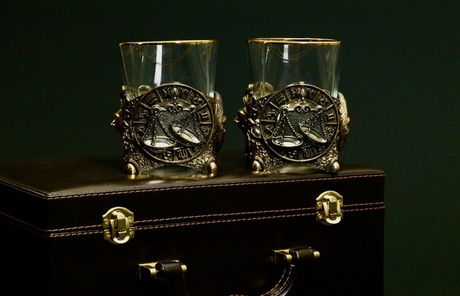 Стакан для виски Зодиак "Весы"  2 шт.  в подарочном кейсе с художественным оформлением 310 мл