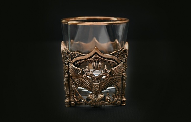 Подарочный набор стаканов для виски   Герб  4 шт. 310 мл в подарочном кейсе  с художественным оформлением - фото №3