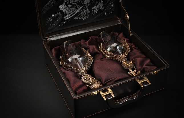 Бокал для вина "Гороскоп Рыбы"  2 шт.  в подарочном футляре с художественным оформлением  430 мл - фото №1