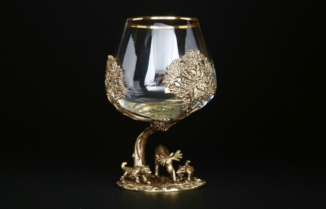 Бокал для коньяка "Охота"  2 шт.  в подарочном футляре с художественным оформлением  430 мл - фото №1