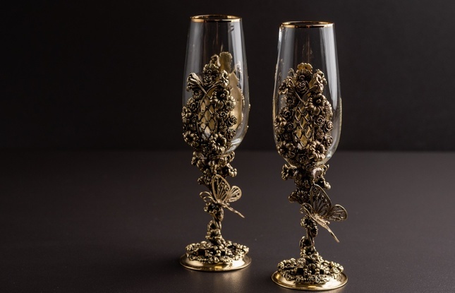 Набор бокалов для шампанского «Цветочная фантазия» (2 шт.) в подарочном футляре 180 мл - фото №3