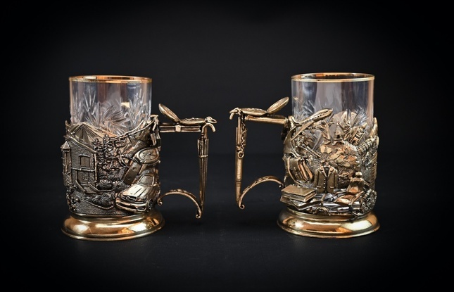 Набор подстаканников "Успешный человек" 2 шт в подарочном футляре с художественным оформлением  250 мл - фото №3