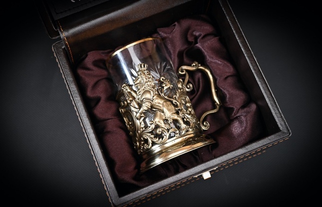 Подстаканник "Юбилейный 45 лет" 1 шт в подарочном футляре с художественным оформлением  250 мл - фото №2