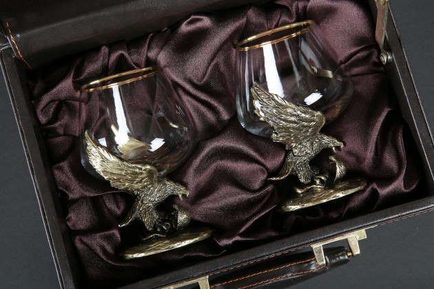 Набор бокалов для коньяка «Орел и Змей» 2 шт  в подарочном футляре  430 мл