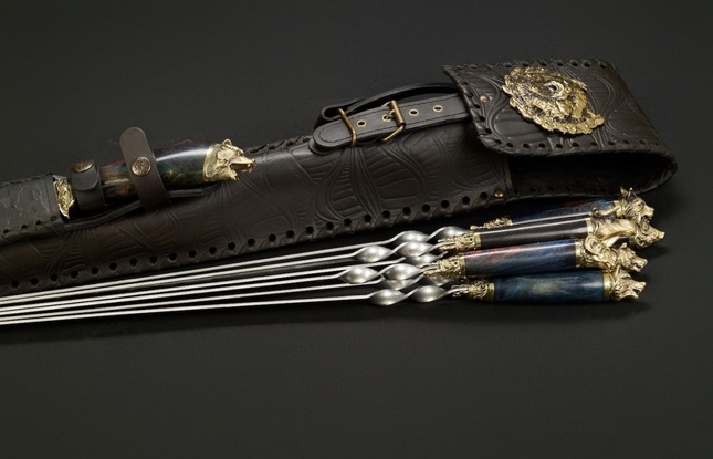 Набор шампуров в чехле "Кочевник 3 Звери Лесные Премиум" - фото №1