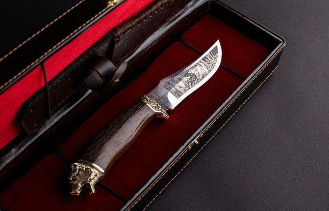Подарочный туристический нож «Клык 2» сталь 65Х13 в футляре - фото №3