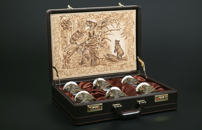 Набор чашек  для кофе "Трофейный" 6 шт. в подарочном футляре с художественным оформлением 200 мл - фото №1