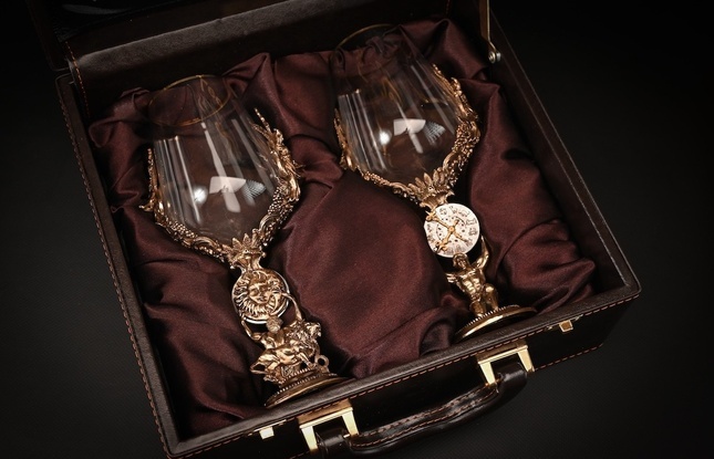 Бокал для вина "Гороскоп Лев"  2 шт.  в подарочном футляре с художественным оформлением  430 мл - фото №2