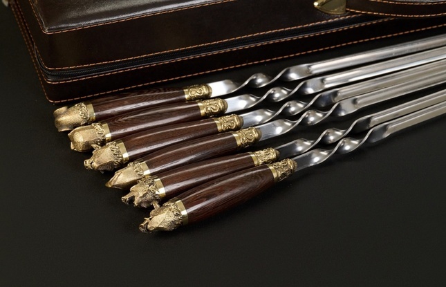 Набор шампуров в футляре «Скиф 3» Звери каменные - фото №3