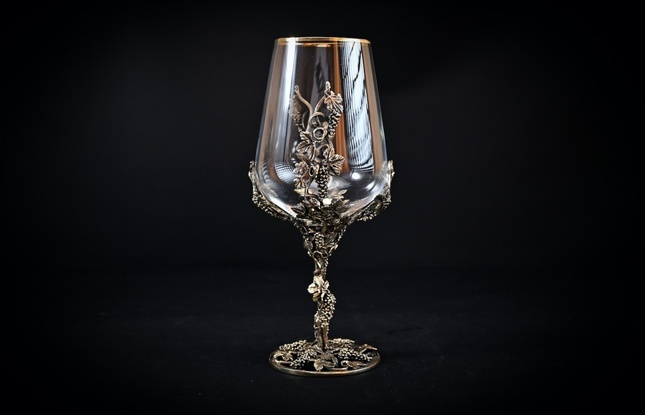 Бокал для вина «Виноград» (1шт.) в подарочном футляре с художественным оформлением 450 мл - фото №3