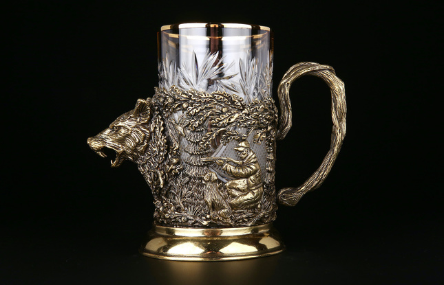 Набор подстаканников "Русский Лес" 4 шт в подарочном кейсе с художественным оформлением  250 мл - фото №4