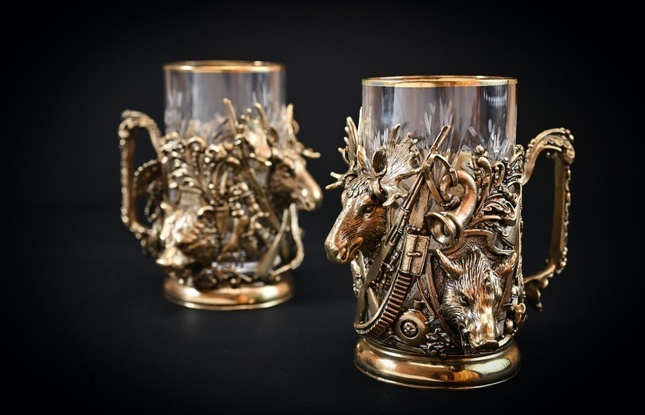 Набор подстаканников "Трофейный" 2 шт в подарочном футляре с художественным оформлением  250 мл - фото №3