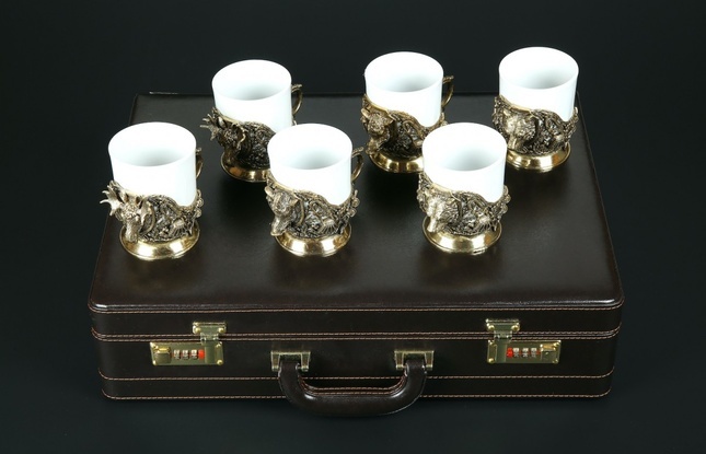 Набор чашек  для кофе "Трофейный" 6 шт. в подарочном футляре с художественным оформлением 200 мл - фото №2