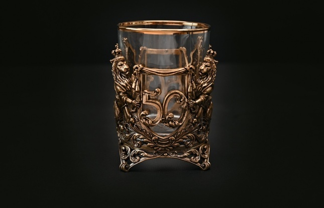 Подарочный набор стаканов для виски   Юбилейный 50  лет  4 шт. 310 мл в подарочном кейсе  с художественным оформлением - фото №2