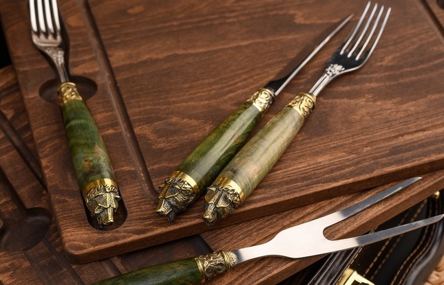 Набор для стейков №4 Карельская береза - фото №6