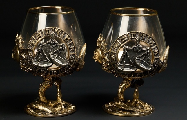 Бокал для коньяка Зодиак "Весы"  2 шт.  в подарочном футляре с художественным оформлением  430 мл - фото №3