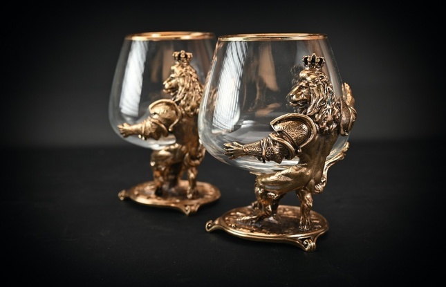 Набор бокалов  «Лев Царский»  4 шт. в подарочном кейсе с художественным оформлением  430 мл - фото №1