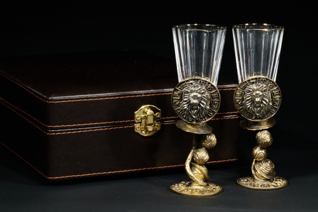 Набор лафитников для водки «Знаки Зодиака Лев» (2 шт.) в подарочном футляре c художественным оформлением 50 мл